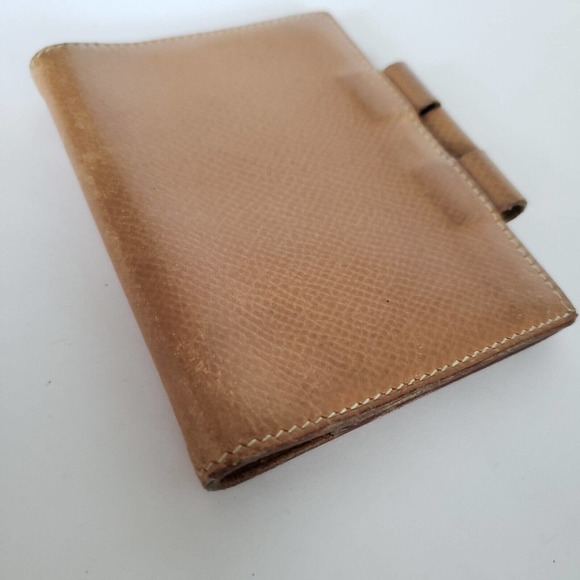 HERMES Agenda Mini Small Veau Epsom Tan Brown Leather Notebook Cover Authentic - Picture 8 of 9